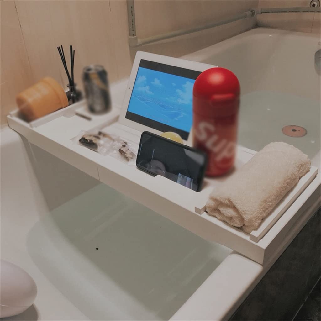 Bandeja de bambú para bañera con laterales extensibles, soporte para libros, vino, tableta, organizador de spa