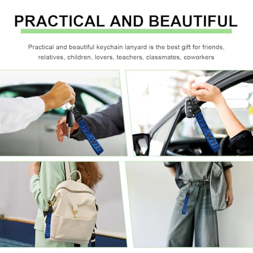 Image of DXNQ Car Keychain, Fabric Keychain Wrist Lanyard, Key Ring for Cars Keys Wallets Jeans Decoration, Car Accessories (Blue)