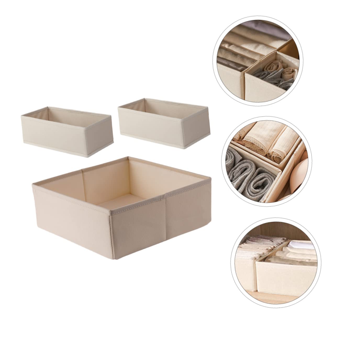 GLEAVI Organizer Cassetto Intimo in Stoffa Beige 3 Pezzi per Ordini