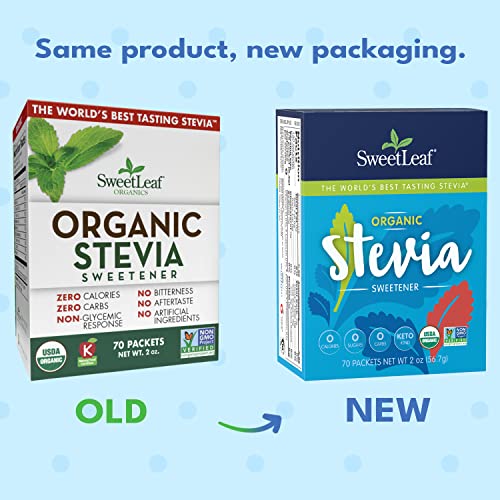image for SweetLeaf Organic Stevia Packets - Zero Calorie Stevia Powder, No Bitt