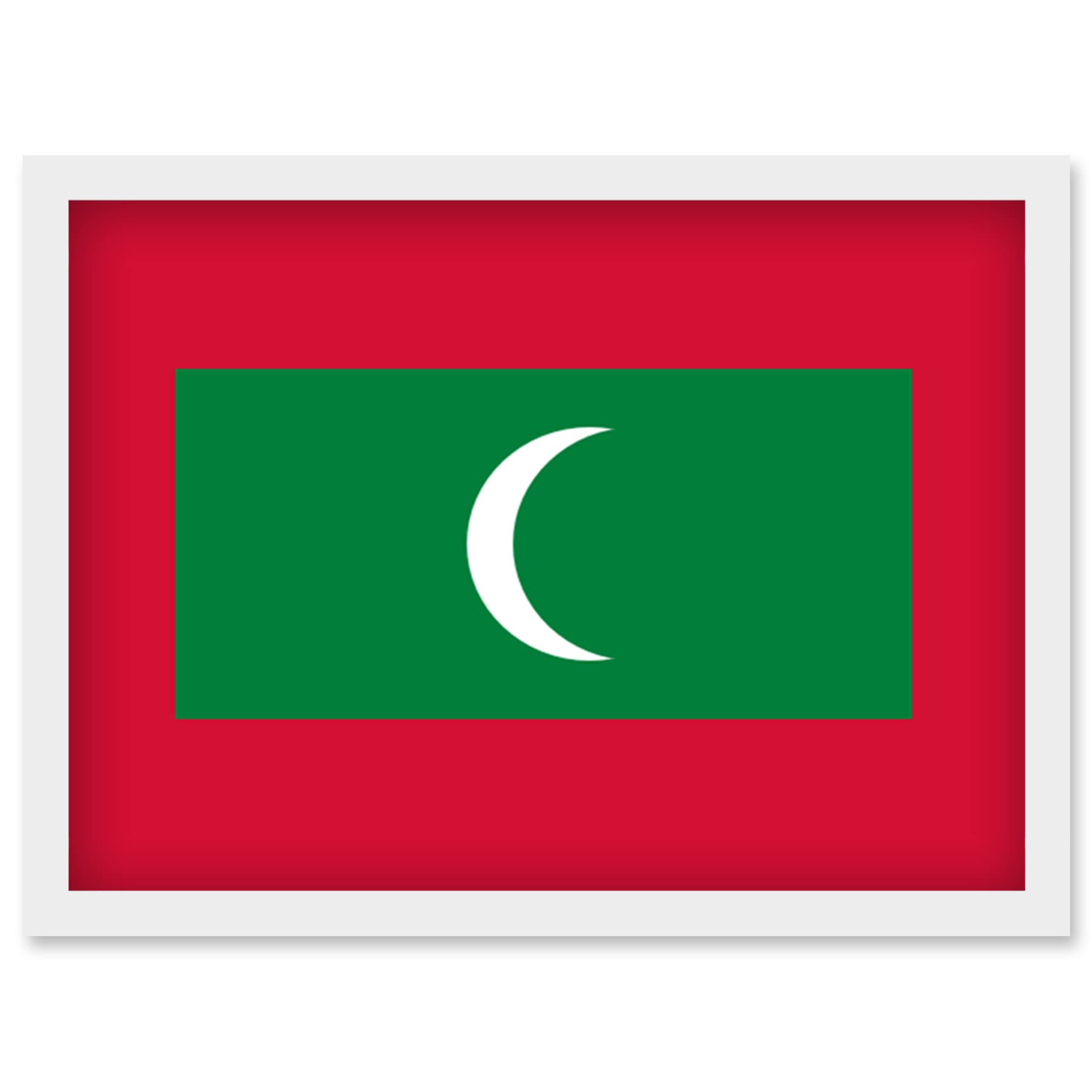 Artery8 Maldives National Flag Patriotic Vexillology World Flags Country Region Poster Artwork Framed Wall Art Print A4