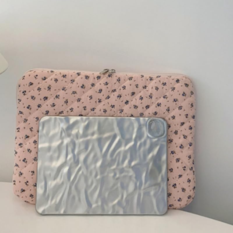 9-15in Cutecore Puffy Laptop Sleeve Coquette Cute Floral Quilted Laptop Case Cover Vintage Storage Bag Accessories (Blue,15in)