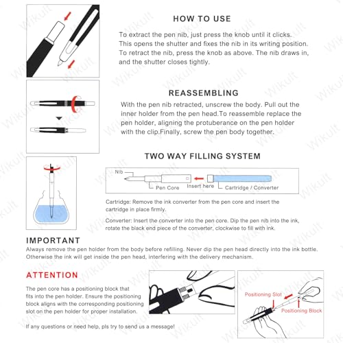 Image of Jinhao 10 Press Fountain Pen with Box, Gradient Dark Blue Retractable Fine Nib with Ink Converter Set (Black Clip)