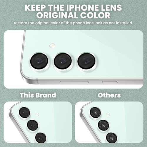 Image of FIRST MART Camera Lens Protector for Samsung Galaxy S24 FE - 9H Tempered Glass Metal Alloy Rings, Military-Grade Anti-Scratch Camera Ring Guard, HD Clear, Case-Friendly Protection - Mint Greeen