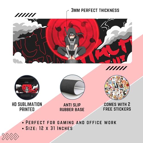 Image of MASIPICKS - XXL Size Anime & Gaming Mouse Pad [Rubber Base] | Mouse Pad (31 x 12 Inches) 3mm Desk Mat (Sharingan)