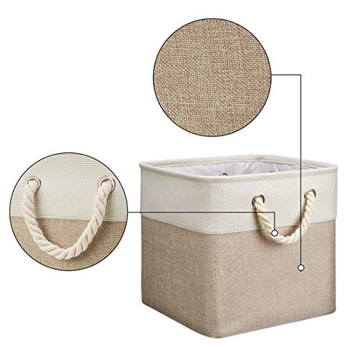 Robuy 3 Pack Storage Cube Bins Collapsible Sturdy Cationic Fabric Storage Basket With Cotton Rope Handle For Organizing Shelf Nurery Home Colset 13X13X13 Inch #TOP2
