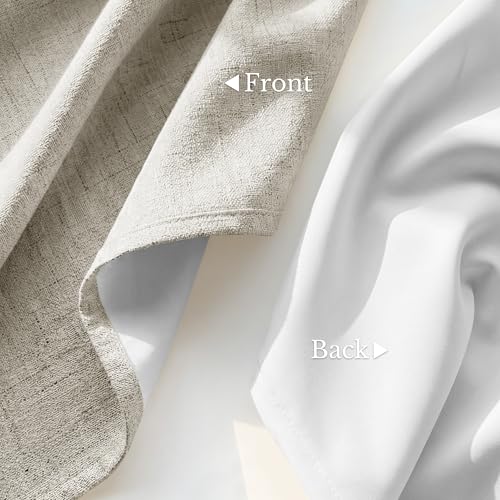 Image of NICETOWN Linen 100% Blackout 48 inch Curtains for Bedroom, Grommet White Liner Composite Window Treatments Sound Dampening Thermal Drapes Home Decor for Cafe, Beige, 2 Panels, W52 x L48
