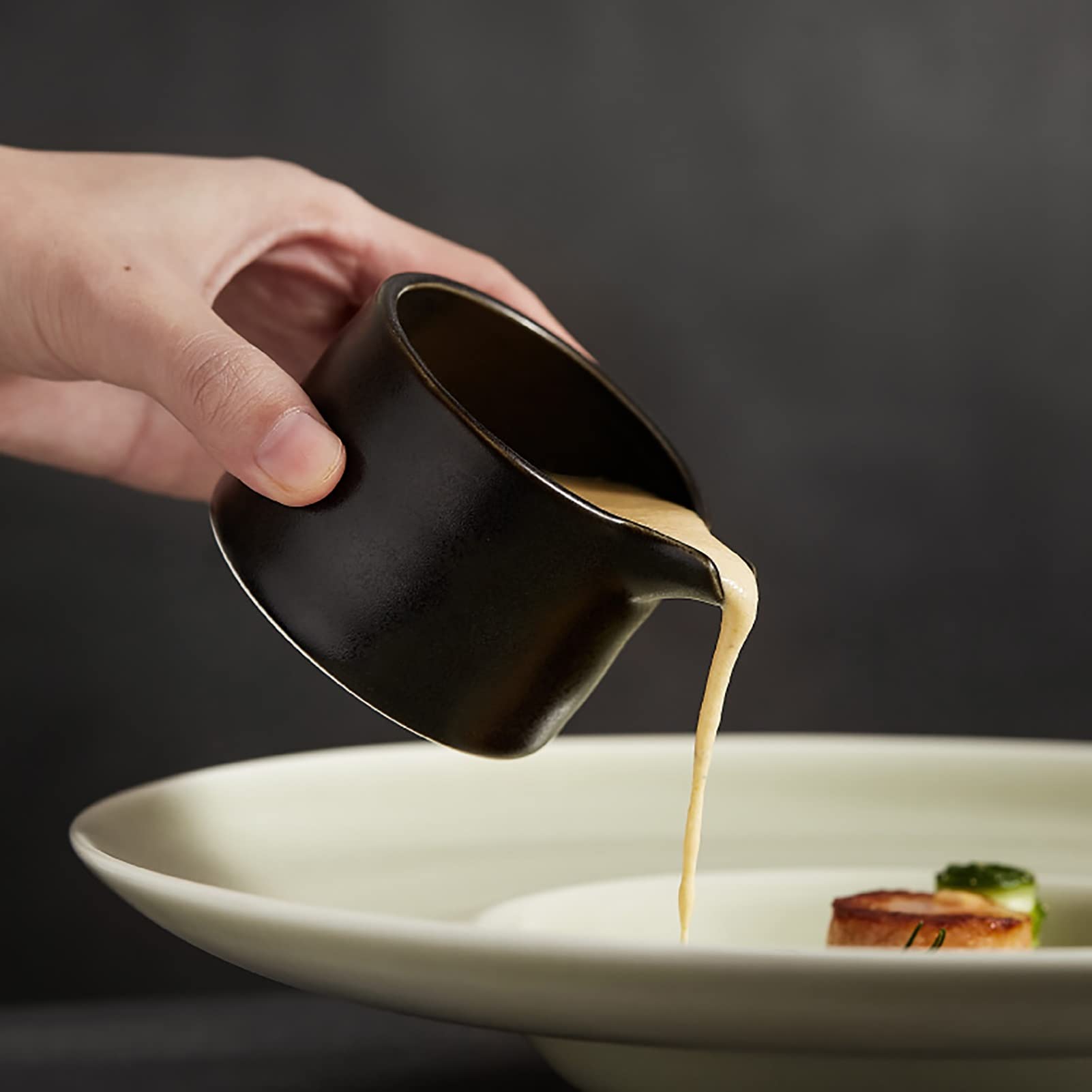 MRKU Pot à Lait Multifonction en céramique et Porcelaine, 120 ML, Facile à Verser. Utilitaires : saucière, Tasse à Eau, pichet, crémier, Distributeur de café, sucrier, Sauce.