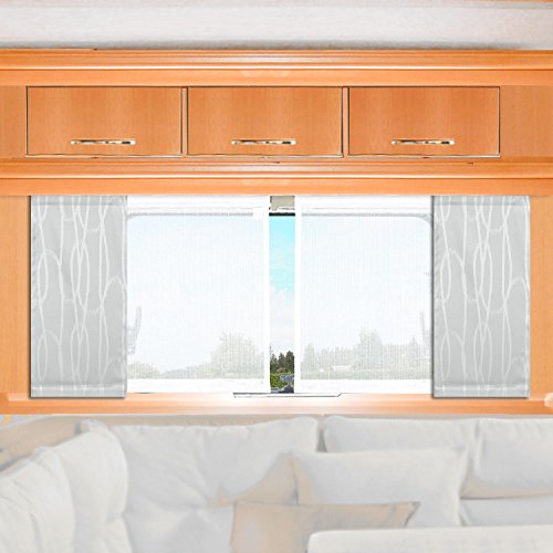 SeGaTeX home fashion Caravan-Flächenvorhang Nautis | Höhe 40 –120 cm nach Maß | hellgrau Flächengardine für Caravan Wohnwagen Wohnmobil