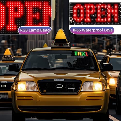 6.7" x 2.7" Flexible RGB LED Matrix Panel, Bluetooth App Control Scrolling LED Display for Custom Text, Patterns & Animations, Car Windshield Sign with Switch Cable - 2