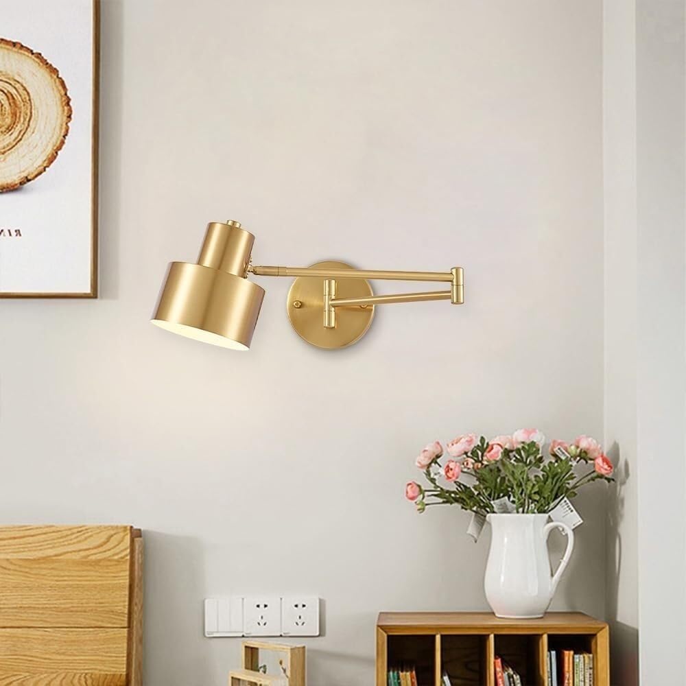 FLXHSA Adjustable Swing Arm Reading Light - Wall Mounted Lamp for Bedroom, Living Room, Kitchen, and Office