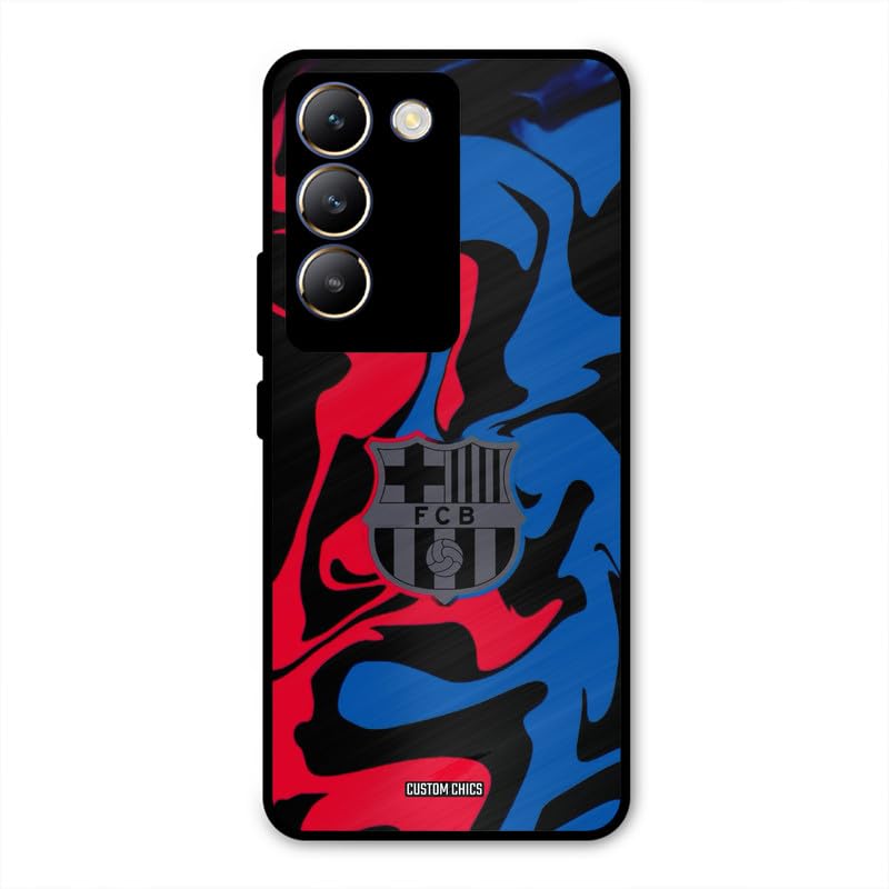 Image of PrintShield FC Barcelona Comic Back Cover for Vivo Y200e, Shockproof Printed Phone Case with Soft TPU Sides & Anti-Slip Grip