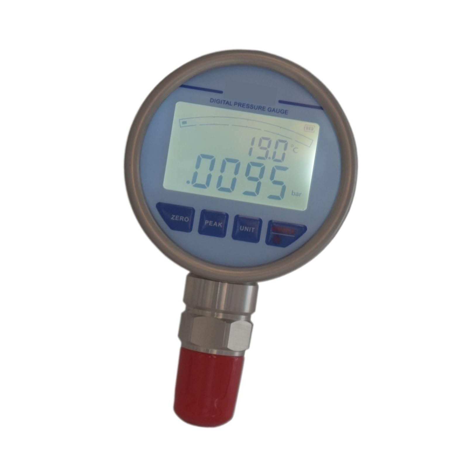 Digitales Manometer, LCD-Hintergrundbeleuchtung, Manometer, Temperaturmessung for Öl, Wasser, Manometer aus Edelstahl(0-250Kpa)