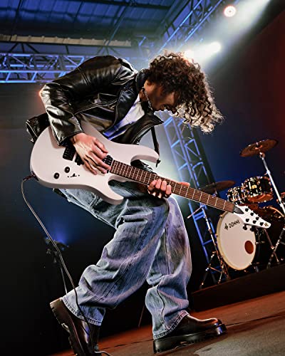 Image of Donner Solid Body Electric Guitar, Matte Finish 39 Inch Metal Electric Guitar Beginner Kits with Bag, Strings, Strap, Cable, Strings Dampener for Rock Music Lover, DMT-100 (Matte White)