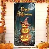 Lausatek ハロウィン 飾り タペストリー 飾り付け 壁掛け 玄関 飾り ハロウィンバナー フォトポスター 写真背景 パーティー Happy Halloween タイプH（タペストリー単品）