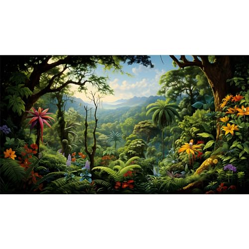 Image of Rainforest Aquarium Background Fantasy Jungle Tropical Trees Flowers Landscape Fish Tank Background Mountain Forest Reptile Tank Backgrounds Fantasy Forests Reptile Enclosure Backgrounds 24x16in