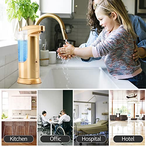 Automatic Touchless Sensor - Gold Hand Free Liquid Soap Dispenser With Adjustable Volume Switch For Bathroom Countertop Shower Restaurant Hotel Kitchen #TOP7