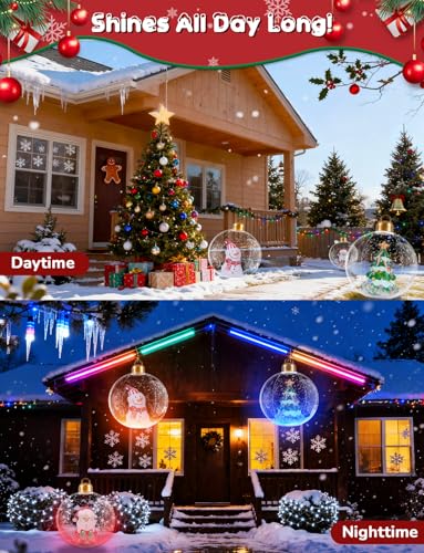Boule de Noël gonflable géante de 61cm avec éclairage LED motif sapin