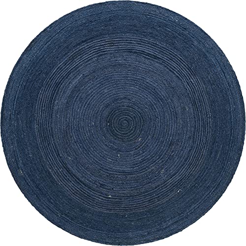 Image of Unique Loom Braided Jute Collection Area Rug - Dhaka (8' Round, Gray)