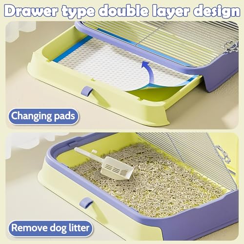 PINVNBY Dog Potty Toilet with Wall Column, Indoor Pet Dog Training Toilet Potty Tray, Portable Training Pee Pads Holder, Removable Mesh Dog Litter Box for Dogs(Green-Blue) PINVNBY Dog Potty Toilet with Wall Column, Indoor Pet Dog Training Toilet Potty Tray, Portable Training Pee Pads Holder, Removable Mesh Dog Litter Box for Dogs(Green-Blue)