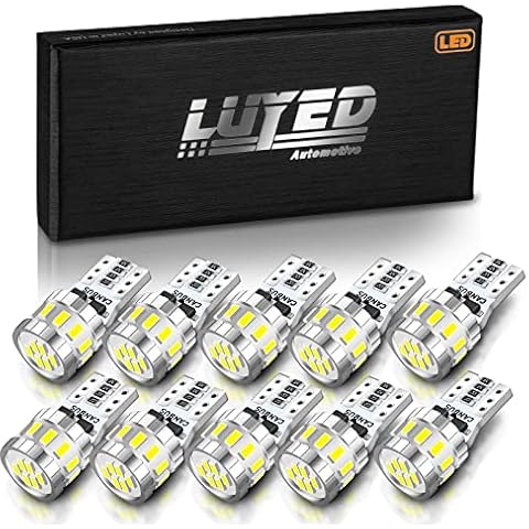 LUYED 10 X 310 Lumens Super Bright 9-30v 3014 18-EX Chipsets Canbus W5W 194 168 2825 Led Bulbs,Xenon White(Newest heat dissipation design) Cover