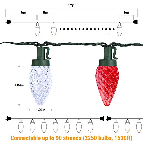 Brizled HHGDHLLRC007 C9 Christmas Lights, 16Ft 25 Led Faceted C9 Christmas Lights thumb #6