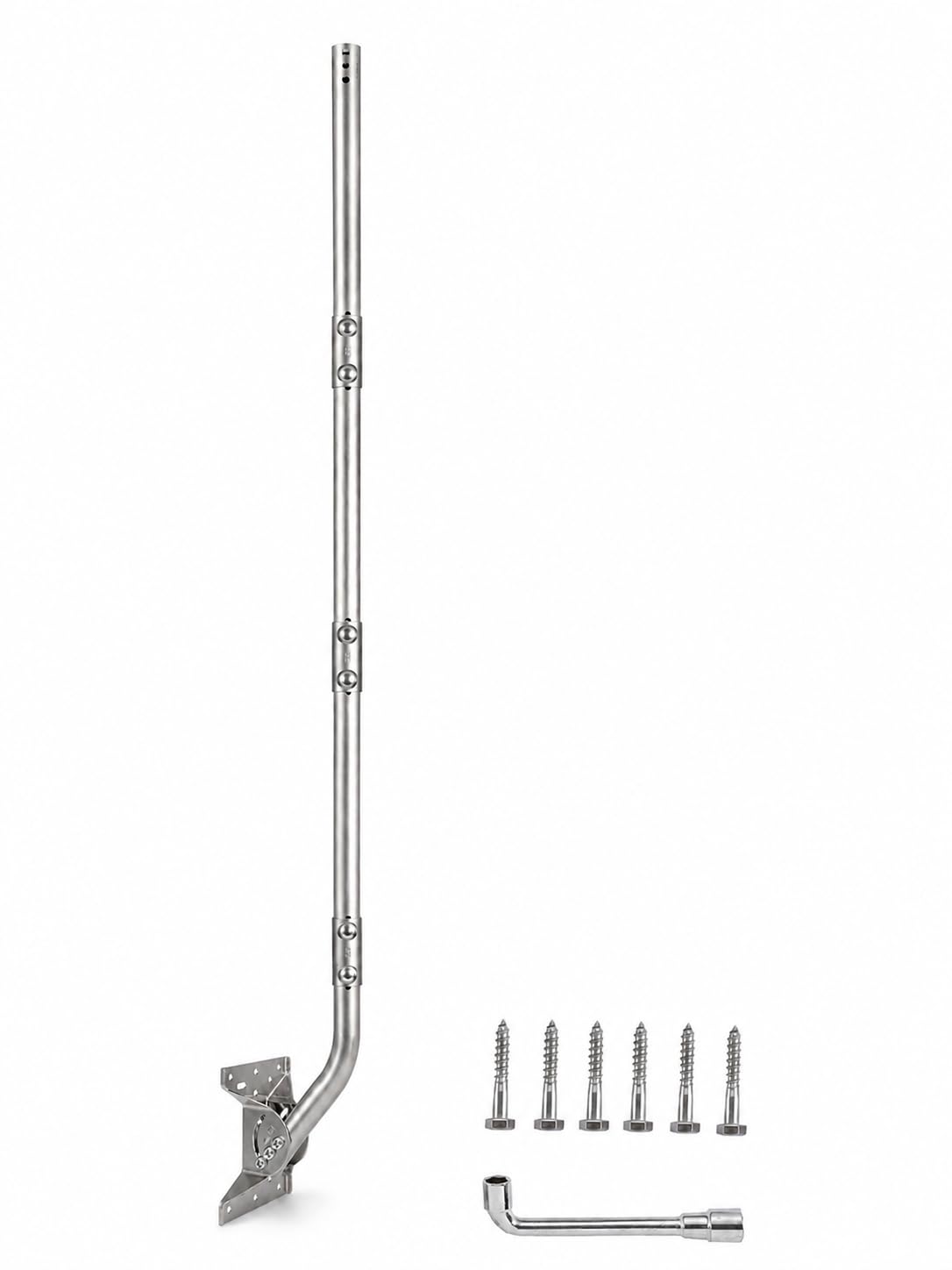 CEKAY Poteau de montage universel en acier inoxydable 304 (3,8 cm de diamètre x 172,7 cm de long), mât en J robuste pour antenne, satellite, Starlink et station météo, verrouillage pivotant réglable