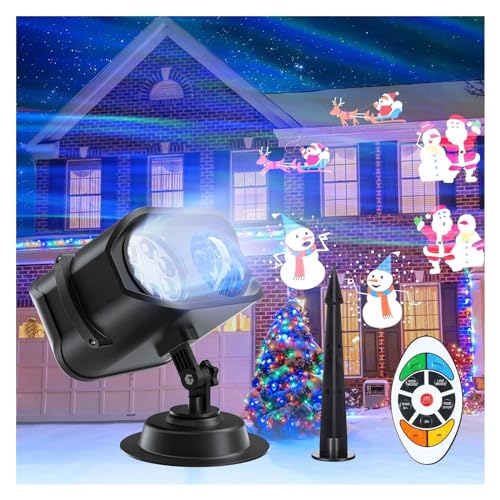 Proyector de luces de Navidad de Halloween para exteriores, 42 patrones, impermeable, doble proyector, luces de jardín, decoración de Navidad, Halloween, Navidad, decoraciones al aire libre