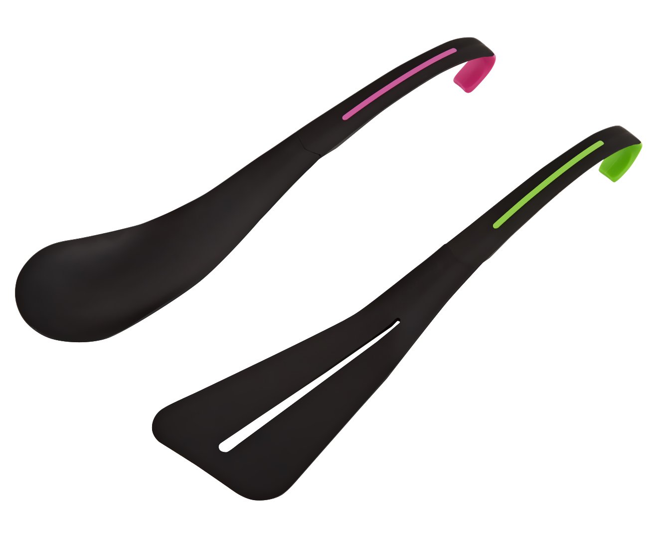 Fusionbrands CurveUtensil Nylon 5 Piece Set of Essential Kitchen Tools with Wire Display and Storage Rack, Multicolor Grips