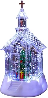 Iglesia de Cristal de Navidad Edificios coleccionables de Navidad Brillo Giratorio Musical Luz LED Blanca cálida Funciona con Pilas Decoraciones navideñas for el hogar / 1051 (Color : Christmas Tree