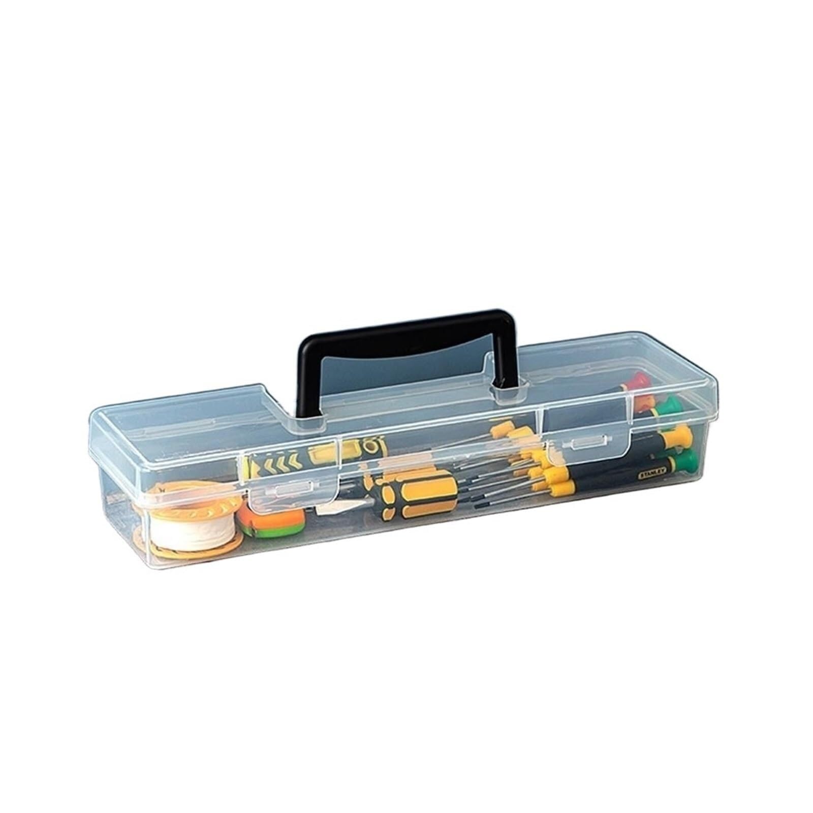 Tool Box Transparent Hardware Tool Box Multifuntional Toolbox Plastic Parts Organizer Household Storage(Black-style1)