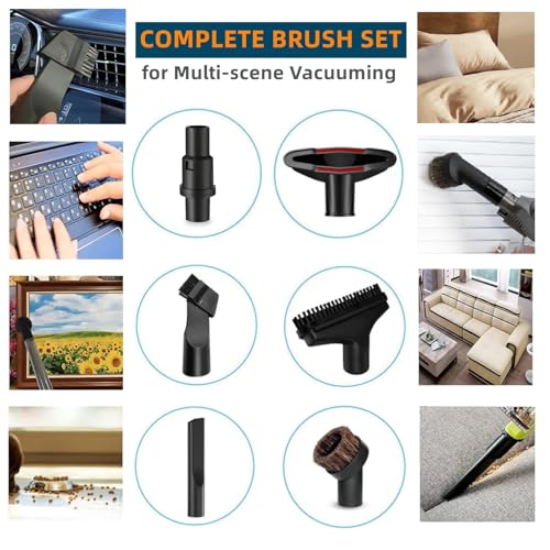 Image of Vacuum Attachment Kit for Shark Navigator NV351 NV352 NV356E NV357 NV360 and Rotator NV501 NV502 NV503 NV505 Upright Cleaner Series, 1 1 /4 inch Accessories Set Brush Tool