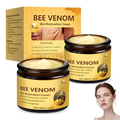 2PCS Bee Venom Skin Restoration Cream, Bee Venom Skin Treatment Cream, Effectively Reducing Blemishes, Firms and rejuvenates the skins, Natural Ingredients for All Skins Types