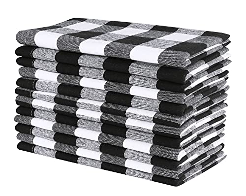 Light & Pro Cocktail Napkins in Gingham Check Cotton 18x18 Black White,Wedding Napkins,100% Cotton Cloth Napkins,Dinner Napkins,Cloth Napkins,Fabric Napkins,Cloth Napkins Set of 12,Machine Washable