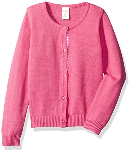 Gymboree Girls' Big Long Sleeve Pinbtn Up Cardi Dot Tape, Babydoll Pink, L