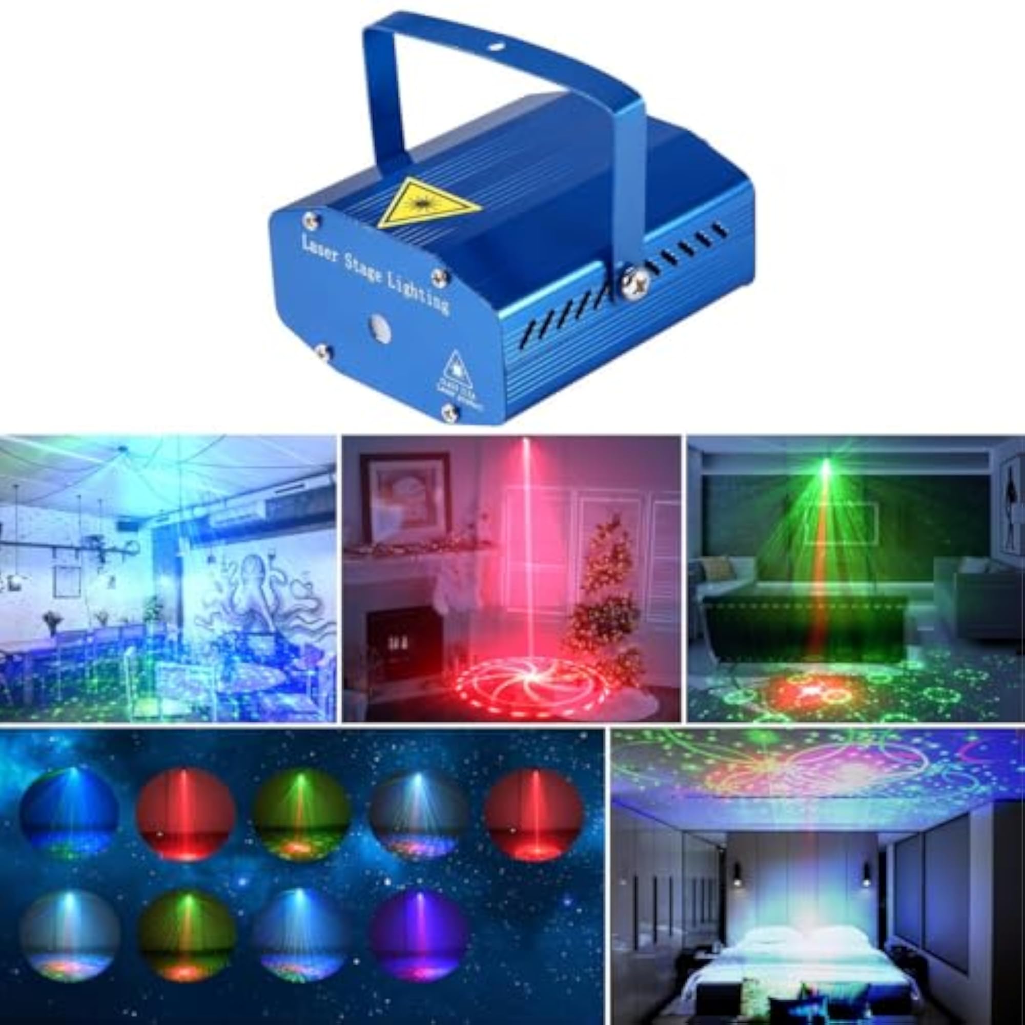 Mini RGB Laser Stage Light Projector, Sound Activated
