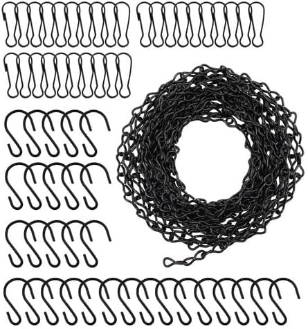Piku Adjustable Black Steel Hanging Chain, 112 Inch, with 30 S-Hooks and 50 Clips, for Planters, Bird Feeders, Lanterns, Ornaments-image-31
