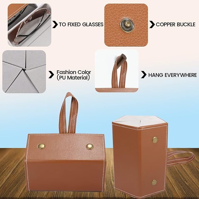 JEEJEX Sunglasses Desk Supplies Organisers| 5 Slots|Travel|Glasses|Case | PU Leather | Goggles | Storage | Box | Hanging | Eyewear | Holder | Specs | Display | Containers | Eyewear Bag, Multi-Coloured 1