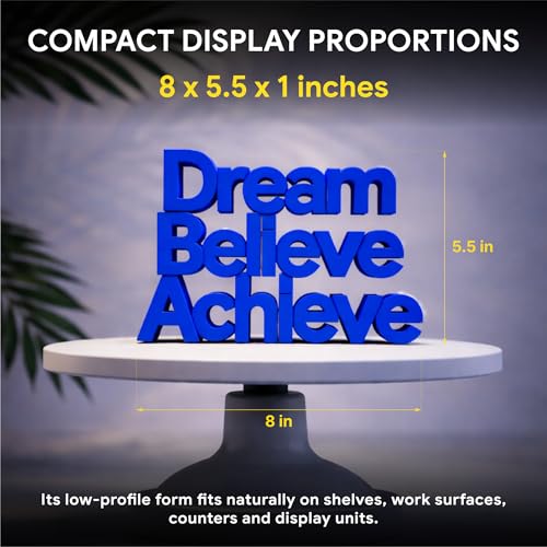 Image of Mad Masters Dream Believe Achieve Motivational Desk Decor - Aesthetic Table, Shelf & Wall Showpiece for Home Office, Business. Vastu Friendly Gifting, Royal Blue (8x5.5x1 Inch)