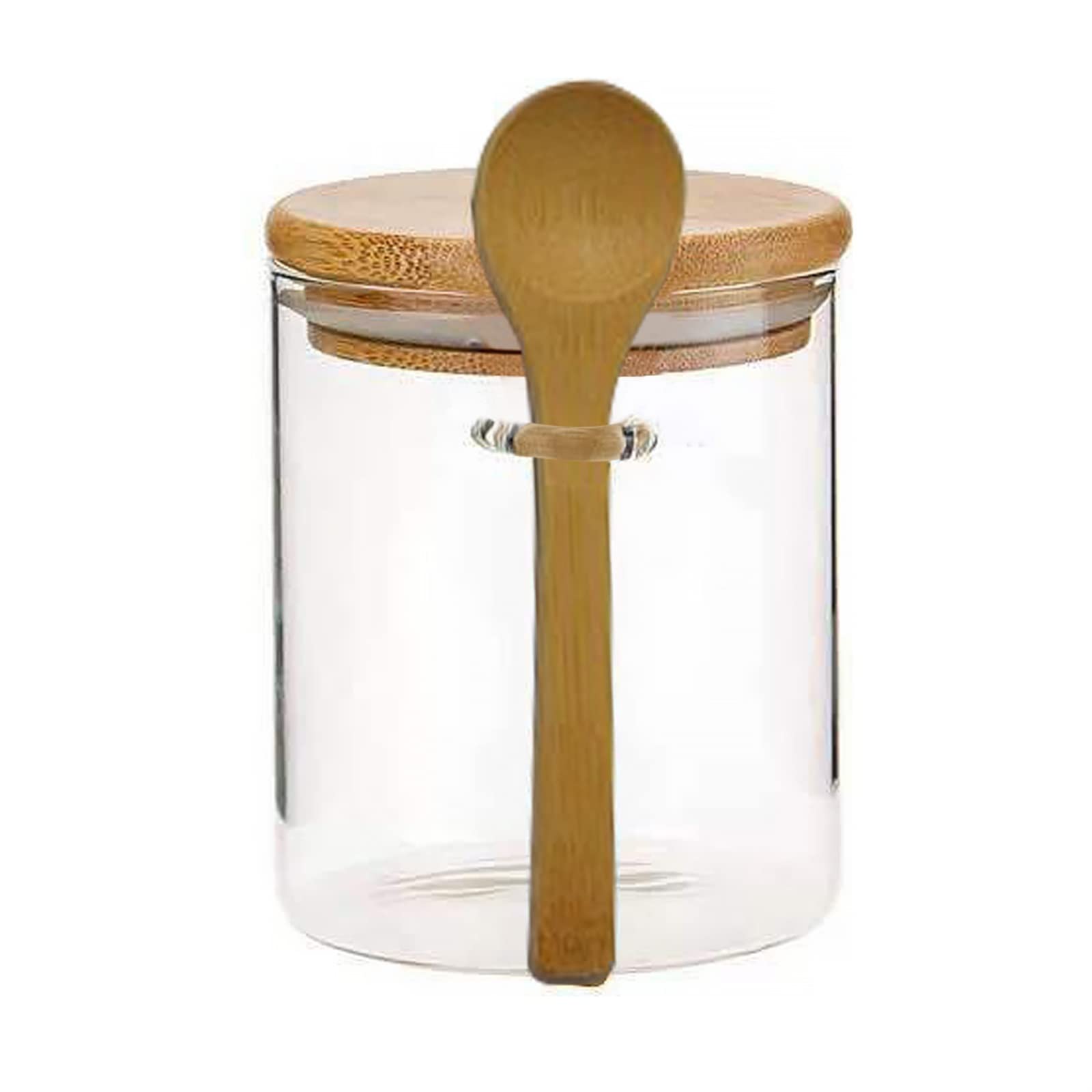 GULRUH Coffee Containers, Glass Jar Wood Spoon Transparent Silicone Ring Bottle Kitchen Restaurant Rice Jam Pepper Storage Container