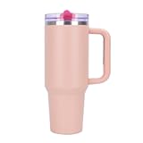 Quencher ProTour 40 oz Tumbler with Handle - 100&percnt; Leak-Proof Vacuum Insulated Stainless Steel Water Bottle &vert; 2 Lids &lpar;Flip Straw & Leak-Proof Lid&rpar; for Hot&sol;Cold Drinks &lpar;Light pink&rpar;