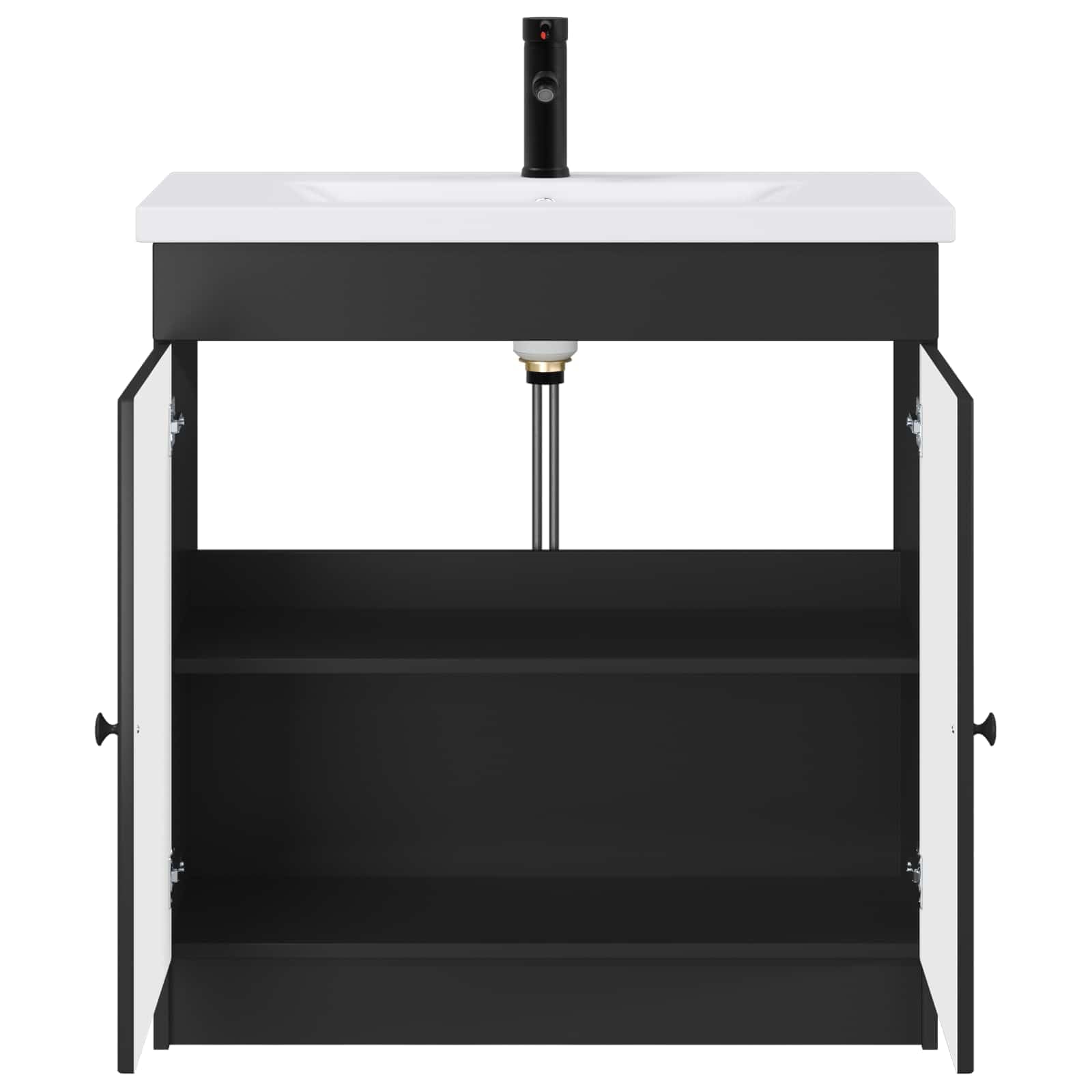 Makastle Ensemble de mobilier de Salle de Bain Noir 78,5 x 37,5 x 81 cm