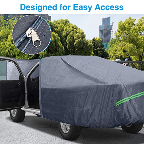KAKIT Waterproof Truck Cover 6 Layers Pickup Truck Cover All Weatherproof with Door Zipper for Auto Vehicle Outdoor Indoor(Fit Truck Up to 242\")