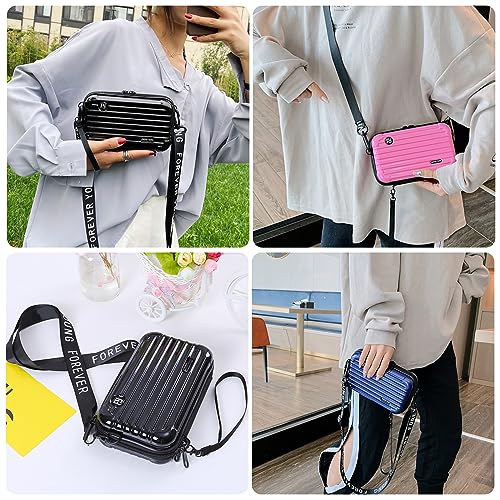 Mini Suitcase Crossbody Bag, Plastic Mini Suitcase Bag Suitcase Purses Stylish Suitcase Cosmetic Bag with 2 Straps4
