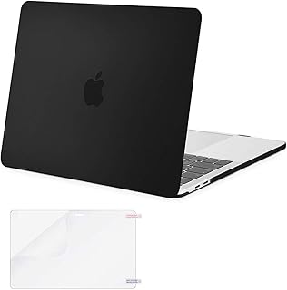 MOSISO Compatible with MacBook Pro 13 inch Case M2 2023, 2022, 2021-2016 A2338 M1 A2251 A2289 A2159 A1989 A1708 A1706 with/Without Touch Bar, Plastic Hard Shell&Screen Protector, Black