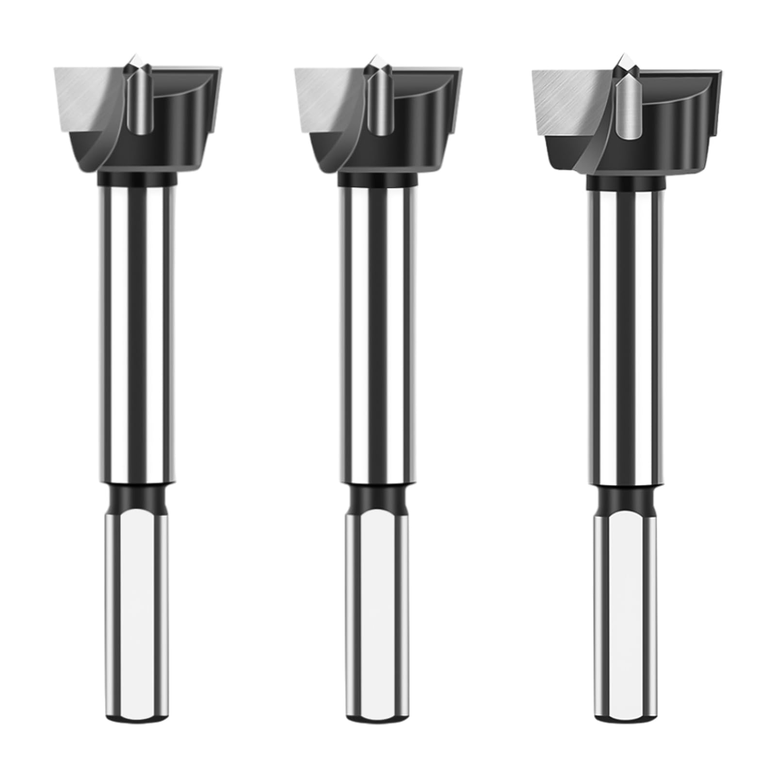 - Industrial Tools Triple Flute Drill Bit Kit 19mm/20mm/21mm, 3pcs Tungsten Carbide Tip Triangle Shank Wood Forstner Bit Opener Cutter for Hinge Hole Drilling Woodworking, Hard Wood