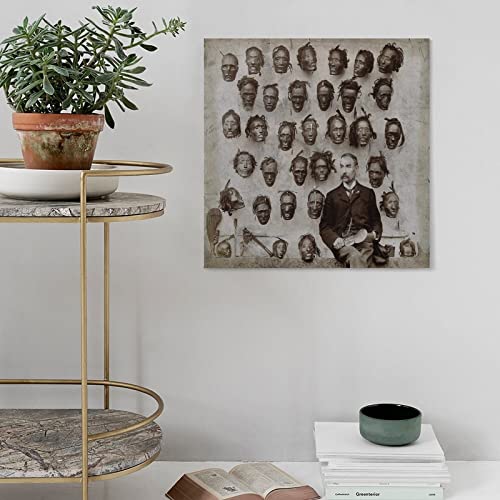 Posters Businessman Selling Human Heads Halloween Black And White Wall Art Vintage Human Head Posters Horror Canvas Wall Art Prints For Wall Decor Room Decor Bedroom Decor Gifts 28X28Inch(70X70Cm) Fra #TOP4