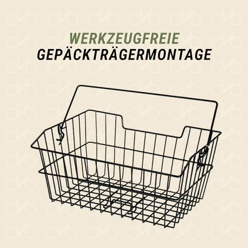 Prophete Fahrradkorb/Einkaufskorb für Gepäckträger, PE-kunststoffbeschichtet, mit Einhakkrallen, Tragegriff, abgeschrägt, 400 x 300 x 185 mm, schwarz