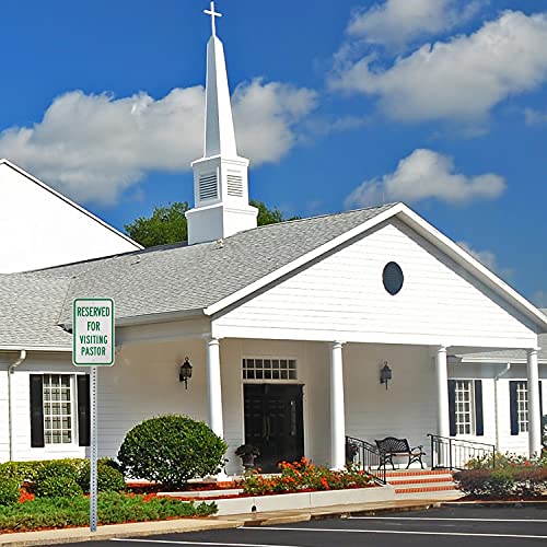 Smartsign 18 X 12 Inch “Reserved For Visiting Pastor” Metal Sign, Screen Printed, 63 Mil Laminated Rustproof Aluminum, Green And White #TOP2