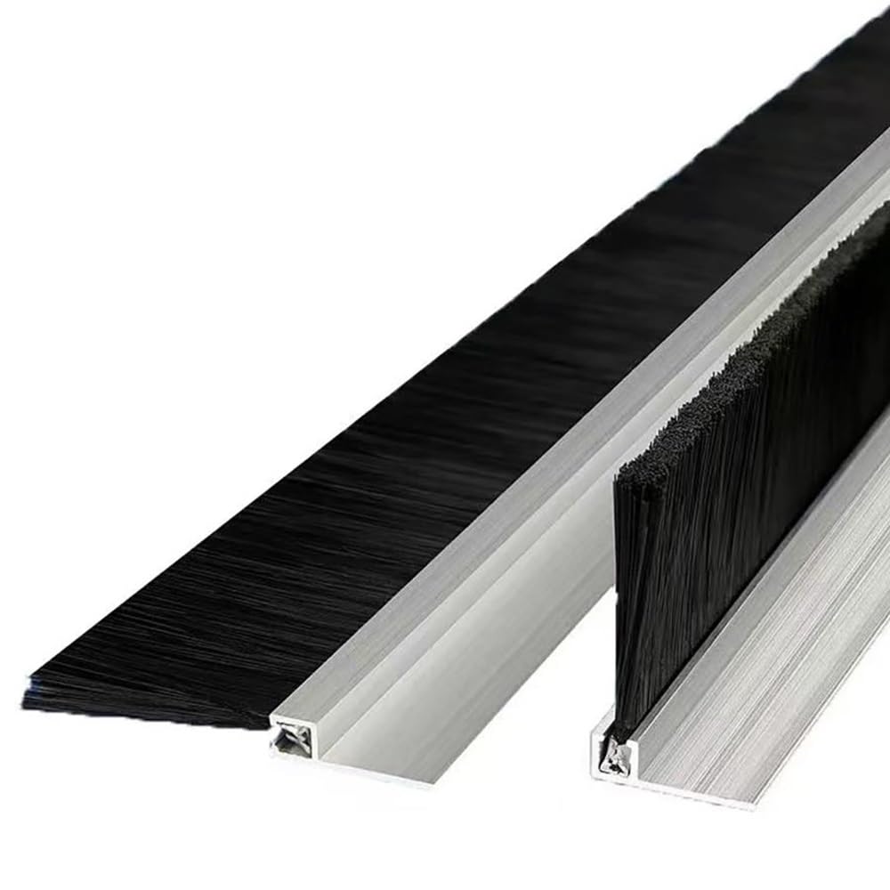 Paraspifferi in alluminio, 100 cm, per casa, garage e uso industriale, guarnizione a spazzola marrone (3,5 cm), efficace isolamento e risparmio energetico